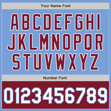 Load image into Gallery viewer, Custom Light Blue White-Crimson Bomber Varsity Letterman Two Tone Zipper Jacket