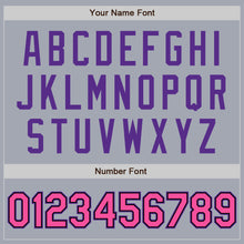 Load image into Gallery viewer, Custom Gray Pink Black-Purple Bomber Varsity Letterman Zipper Jacket