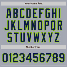 Load image into Gallery viewer, Custom Gray Navy-Neon Green Bomber Varsity Letterman Zipper Jacket