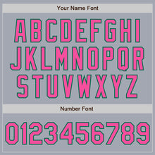 Load image into Gallery viewer, Custom Gray Pink-Kelly Green Bomber Varsity Letterman Zipper Jacket