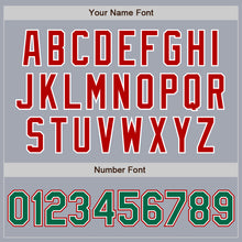 Load image into Gallery viewer, Custom Gray Kelly Green-Red Bomber Varsity Letterman Zipper Jacket