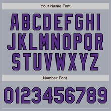 Load image into Gallery viewer, Custom Gray Purple-Black Bomber Varsity Letterman Zipper Jacket