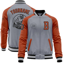 Load image into Gallery viewer, Custom Gray Black-Texas Orange Bomber Varsity Letterman Two Tone Zipper Jacket