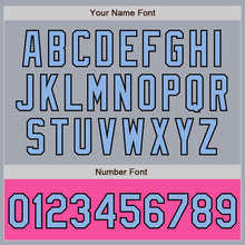 Load image into Gallery viewer, Custom Gray Light Blue Black-Pink Bomber Varsity Letterman Two Tone Zipper Jacket