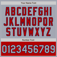 Load image into Gallery viewer, Custom Gray Navy-Red Bomber Varsity Letterman Two Tone Zipper Jacket