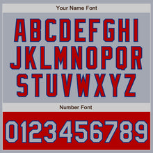 Load image into Gallery viewer, Custom Gray Royal-Red Bomber Varsity Letterman Two Tone Zipper Jacket