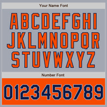 Load image into Gallery viewer, Custom Gray Navy-Orange Bomber Varsity Letterman Two Tone Zipper Jacket