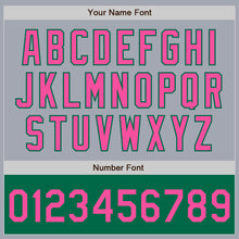 Load image into Gallery viewer, Custom Gray Pink-Kelly Green Varsity Letterman Two Tone Zipper Jacket