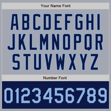 Load image into Gallery viewer, Custom Gray Light Blue-Navy Varsity Letterman Two Tone Zipper Jacket