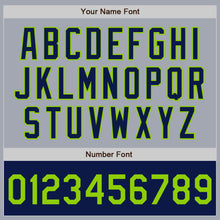 Load image into Gallery viewer, Custom Gray Neon Green-Navy Varsity Letterman Two Tone Zipper Jacket