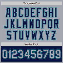 Load image into Gallery viewer, Custom Gray Navy-Teal Varsity Letterman Two Tone Zipper Jacket