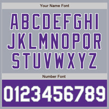 Load image into Gallery viewer, Custom Gray White-Purple Varsity Letterman Two Tone Zipper Jacket