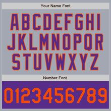 Load image into Gallery viewer, Custom Gray Orange-Purple Varsity Letterman Two Tone Zipper Jacket