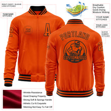 Load image into Gallery viewer, Custom Orange Black Bomber Varsity Letterman Zipper Jacket