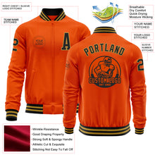 Load image into Gallery viewer, Custom Orange Black-Old Gold Bomber Varsity Letterman Zipper Jacket