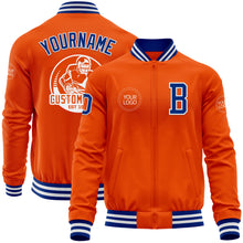 Load image into Gallery viewer, Custom Orange Royal-White Bomber Varsity Letterman Zipper Jacket