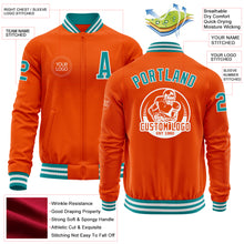 Load image into Gallery viewer, Custom Orange Teal-White Bomber Varsity Letterman Zipper Jacket