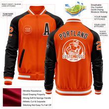 Load image into Gallery viewer, Custom Orange White-Black Bomber Varsity Letterman Two Tone Zipper Jacket