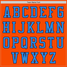 Load image into Gallery viewer, Custom Orange Navy-Powder Blue Bomber Varsity Letterman Two Tone Zipper Jacket