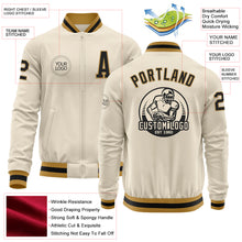 Load image into Gallery viewer, Custom Cream Black-Old Gold Bomber Varsity Letterman Zipper Jacket