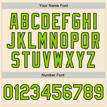 Load image into Gallery viewer, Custom Cream Neon Green-Black Bomber Varsity Letterman Zipper Jacket