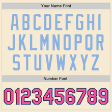 Load image into Gallery viewer, Custom Cream Pink Black-Light Blue Bomber Varsity Letterman Zipper Jacket