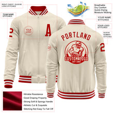 Load image into Gallery viewer, Custom Cream Red-White Bomber Varsity Letterman Zipper Jacket