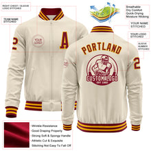 Load image into Gallery viewer, Custom Cream Crimson-Gold Bomber Varsity Letterman Zipper Jacket