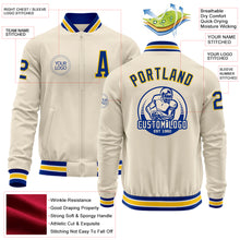 Load image into Gallery viewer, Custom Cream Royal Yellow-White Bomber Varsity Letterman Zipper Jacket