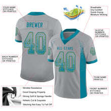 Load image into Gallery viewer, Custom Light Gray Teal-Old Gold Drift Fashion Football Jersey