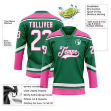 Load image into Gallery viewer, Custom Kelly Green White-Pink Hockey Lace Neck Jersey
