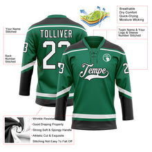 Load image into Gallery viewer, Custom Kelly Green White-Black Hockey Lace Neck Jersey