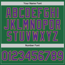 Load image into Gallery viewer, Custom Kelly Green Purple-Old Gold Mesh Authentic Throwback Baseball Jersey