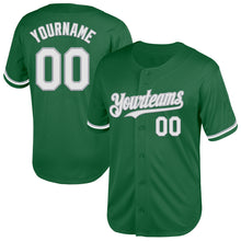 Load image into Gallery viewer, Custom Kelly Green White-Gray Mesh Authentic Throwback Baseball Jersey