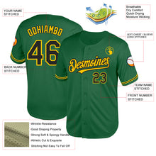 Load image into Gallery viewer, Custom Kelly Green Black-Yellow Mesh Authentic Throwback Baseball Jersey