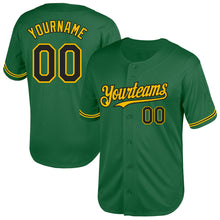 Load image into Gallery viewer, Custom Kelly Green Black-Yellow Mesh Authentic Throwback Baseball Jersey
