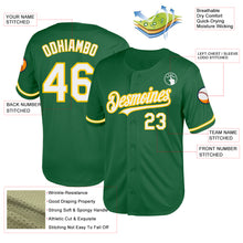 Load image into Gallery viewer, Custom Kelly Green White-Yellow Mesh Authentic Throwback Baseball Jersey