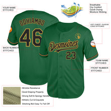 Load image into Gallery viewer, Custom Kelly Green Black-Old Gold Mesh Authentic Throwback Baseball Jersey