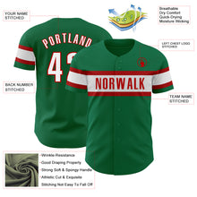 Load image into Gallery viewer, Custom Kelly Green White-Red Authentic Baseball Jersey
