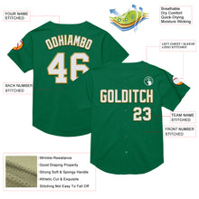 Load image into Gallery viewer, Custom Kelly Green White-Old Gold Mesh Authentic Throwback Baseball Jersey