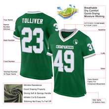 Load image into Gallery viewer, Custom Kelly Green White-Gray Mesh Authentic Throwback Football Jersey