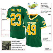 Load image into Gallery viewer, Custom Kelly Green Gold-White Mesh Authentic Throwback Football Jersey