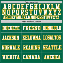Load image into Gallery viewer, Custom Kelly Green Gold-White Mesh Authentic Throwback Football Jersey