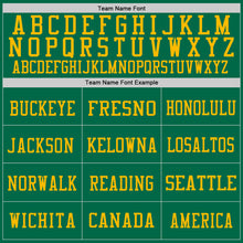 Load image into Gallery viewer, Custom Kelly Green Red-Gold Mesh Authentic Throwback Football Jersey