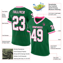 Load image into Gallery viewer, Custom Kelly Green White-Pink Mesh Authentic Throwback Football Jersey