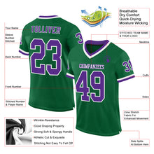 Load image into Gallery viewer, Custom Kelly Green Purple-White Mesh Authentic Throwback Football Jersey