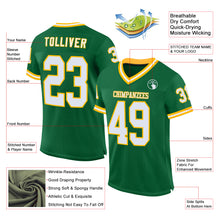Load image into Gallery viewer, Custom Kelly Green White-Gold Mesh Authentic Throwback Football Jersey