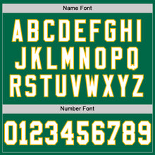 Load image into Gallery viewer, Custom Kelly Green White-Gold Mesh Authentic Throwback Football Jersey