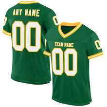 Load image into Gallery viewer, Custom Kelly Green White-Gold Mesh Authentic Throwback Football Jersey