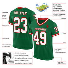 Load image into Gallery viewer, Custom Kelly Green White-Red Mesh Authentic Throwback Football Jersey